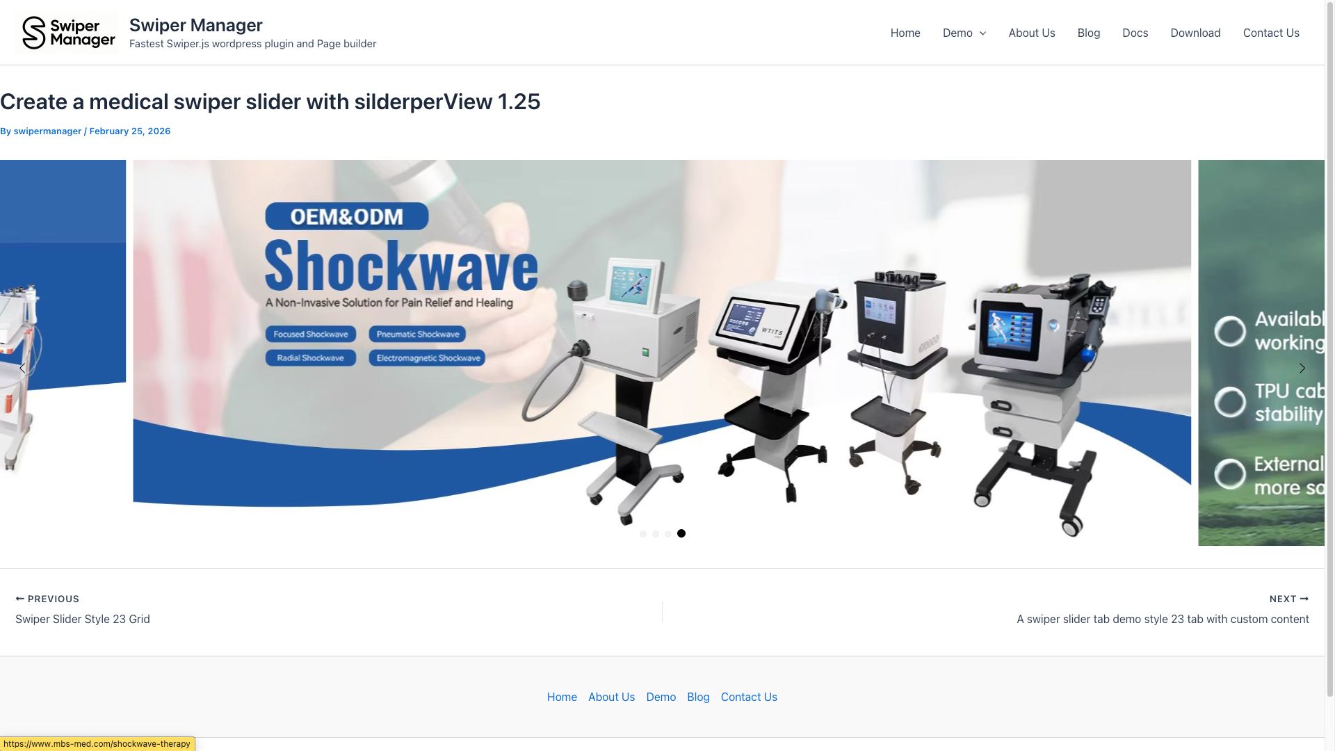 Create a medical swiper slider with silderperView 1.25